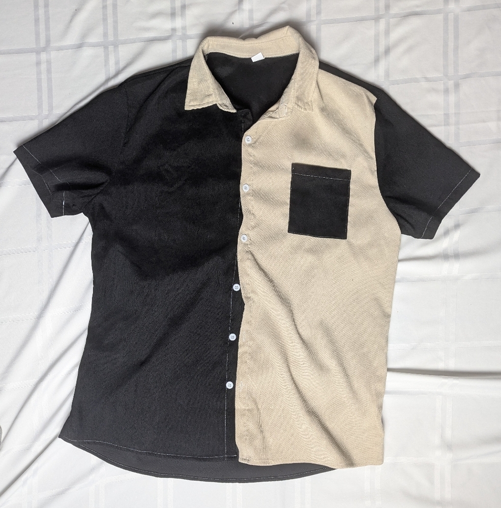 Casual Black and Tan Button Down Shirt